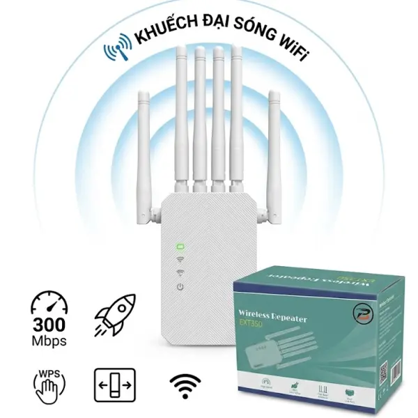 Bộ Kích Sóng Wifi Repeater EXT350 Tốc Độ Cao 300Mbps, mở rộng vùng sóng, xuyên tường.