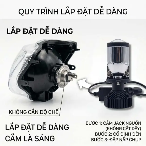 Đèn Bi Cầu Mini T9 Chân H4 Siêu Sáng Cho Ô Tô Xe Máy