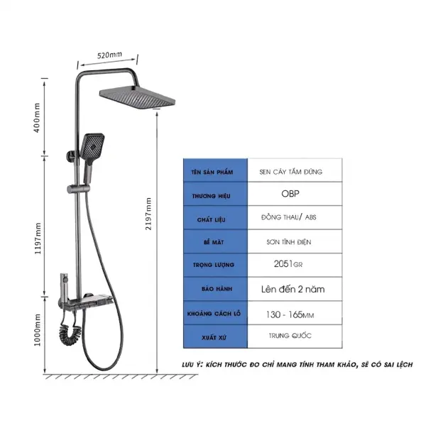 Sen Cây Tắm Đứng Phím Đàn Có LED Hiển Thị Nhiệt Độ OBP SC26-A01