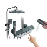 Bộ Sen Cây Tắm Phím Đàn Cao Cấp Màu Xám Titan - Đồng Thau Chống Bám Bẩn (4 Chế Độ Nước)