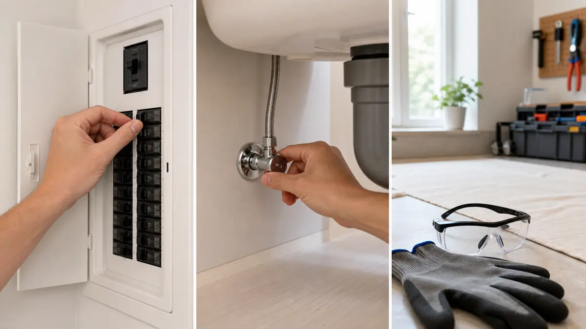 Người dùng ngắt aptomat và khóa van nước trước khi sửa chữa