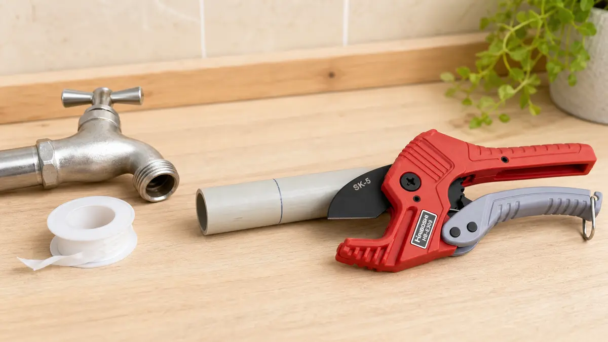 Kiểm tra mối ren vòi và cắt đoạn ống nhựa nổi