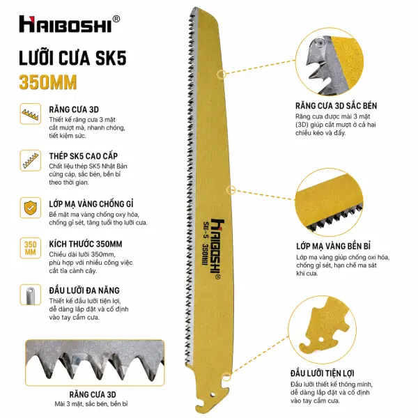 Lưỡi Cưa Thay Thế Haiboshi 350mm Thép SK5