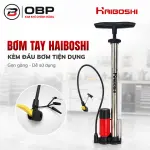 Bơm Tay HAIBOSHI HB-3818 Thân Inox 37mm, Cao 62–106cm, Dây 80cm, 3 Đầu Bơm, Đồng Hồ PSI/BAR