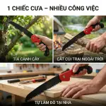 Cưa Gấp Cầm Tay HAIBOSHI HB-565373 Lưỡi 180mm, Răng Cưa 3D, Tay Cầm TPR, Chốt Khóa An Toàn