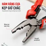 Kìm Đa Năng HAIBOSHI HB-D8027B 9 Inch, Thép Chrome Vanadium CR-V, Kẹp Cắt Bấm Tuốt Dây 6 Cỡ, Tay Cầm Bọc Nhựa