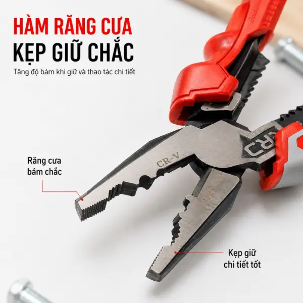 Kìm Đa Năng HAIBOSHI HB-D8027B 9 Inch, Thép Chrome Vanadium CR-V, Kẹp Cắt Bấm Tuốt Dây 6 Cỡ, Tay Cầm Bọc Nhựa