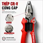Kìm Đa Năng HAIBOSHI HB-D8027B 9 Inch, Thép Chrome Vanadium CR-V, Kẹp Cắt Bấm Tuốt Dây 6 Cỡ, Tay Cầm Bọc Nhựa