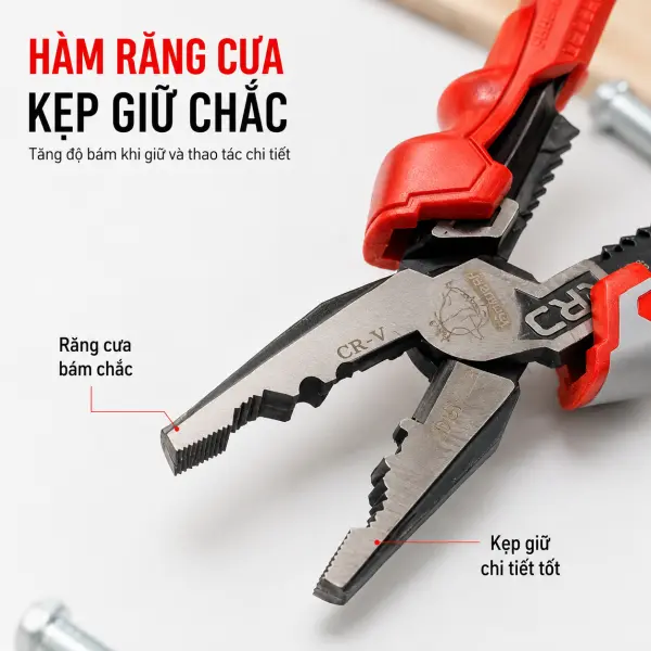 Kìm Đa Năng HAIBOSHI HB-D8027B 9 Inch, Thép Chrome Vanadium CR-V, Kẹp Cắt Bấm Tuốt Dây 6 Cỡ, Tay Cầm Bọc Nhựa