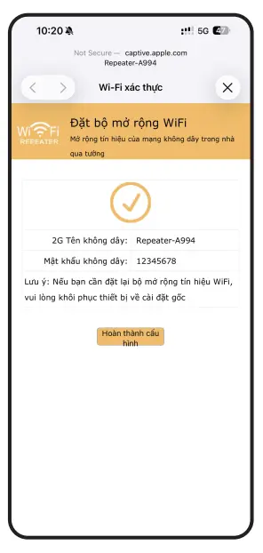 Bước hoàn tất cấu hình