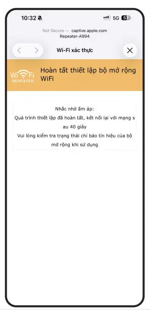 màn hình hoàn tất cài đặt