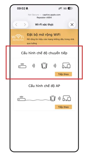 Cấu hình chế độ chuyển tiếp