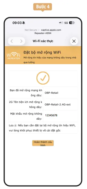 Hoàn tất cấu hình cài đặt