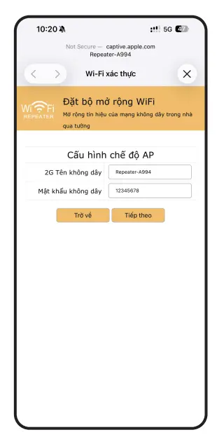 Đặt tên, mật khẩu cho thiết bị