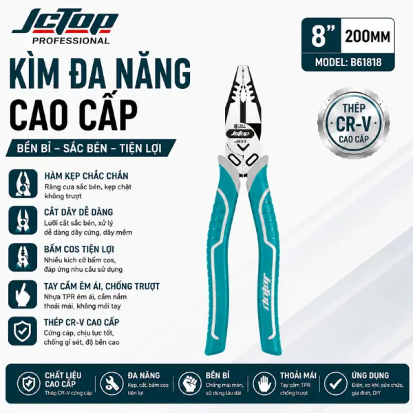 Kìm Điện Đa Năng BG1818 8 Inch JCTOP