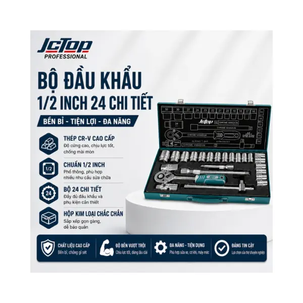 Bộ Đầu Khẩu JCTOP 1/2 Inch 12–24 Chi Tiết