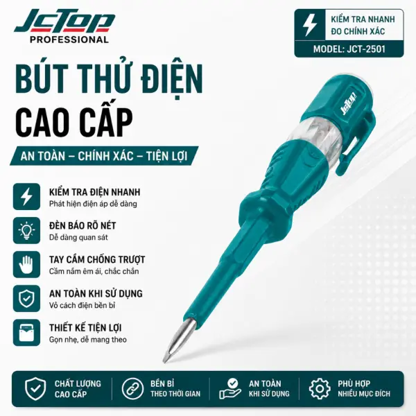 Bút Thử Điện JCTOP JCT-2501 Đầu Dẹt Kiểm Tra Điện Nhanh