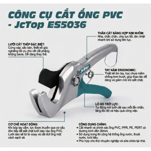 Kéo Cắt Ống PVC JcTop ES5036/ES5042 36-42mm