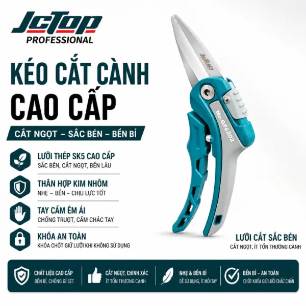 Kéo Cắt Tỉa Dăm Cao Cấp JCTOP GF6202 Lưỡi Thẳng Tỉa Dăm Tạo Hình Bonsai