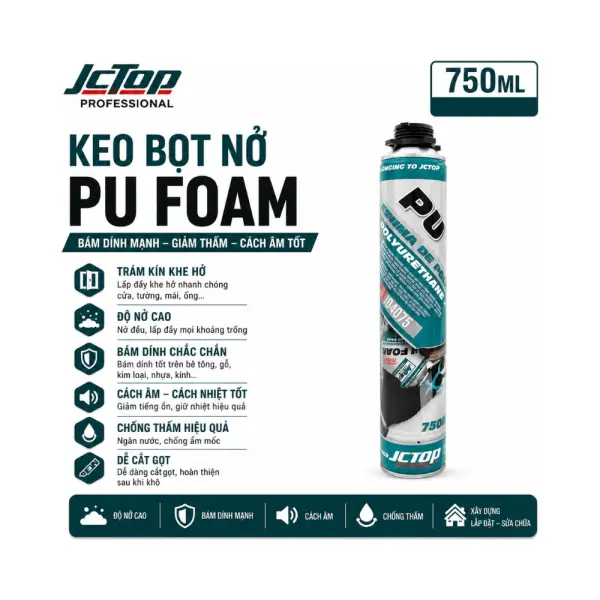 Keo Bọt Nở PU Foam JCTOP ID4075 750ml Dùng Súng