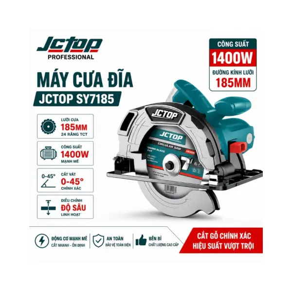 Máy Cưa Đĩa JCTOP SY7185 1400W Lưỡi 185mm