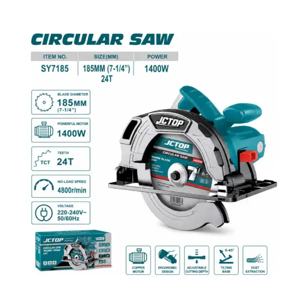 Máy Cưa Đĩa JCTOP SY7185 1400W Lưỡi 185mm