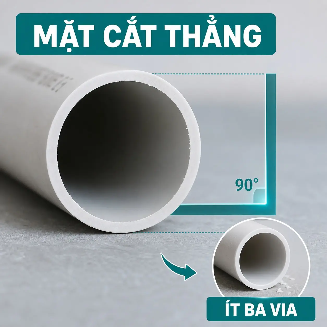 Mặt cắt ống PVC thẳng và ít ba via