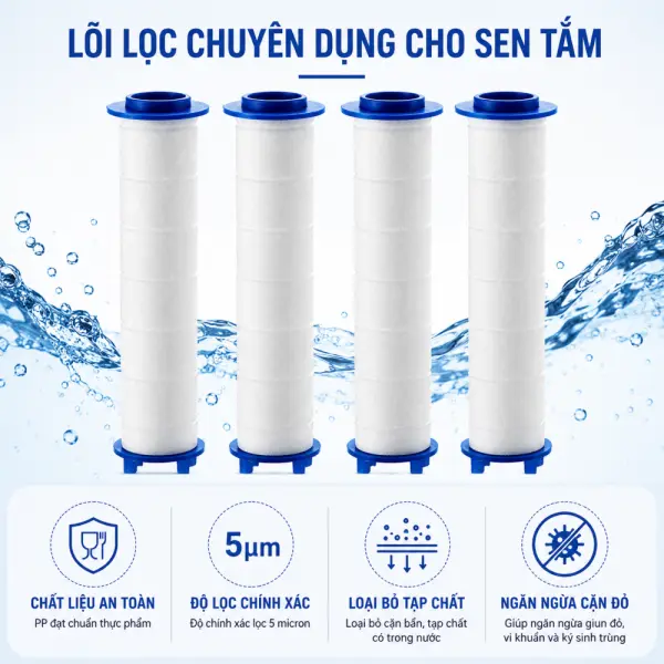 Lõi Lọc PP 5 Micron Thay Thế Cho Sen Tắm 79.8mm OBP Retail
