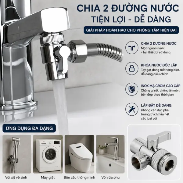 Van Chia Nước Lavabo 2 Đường M22/M24 G1/2