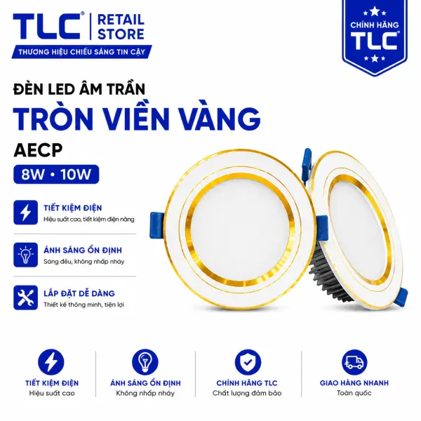 Đèn LED Âm Trần TLC AECP 8W 10W IP54