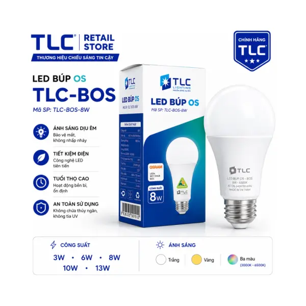 Đèn LED Búp TLC BOS E27 3W–13W TLC Lighting