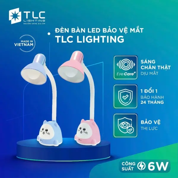 Đèn Bàn Học LED TLC EyeCare+ 6W Bảo Vệ Mắt Chip OSRAM
