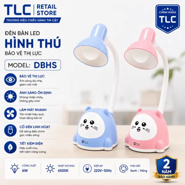 Đèn Bàn Học LED TLC EyeCare+ 6W Bảo Vệ Mắt Chip OSRAM