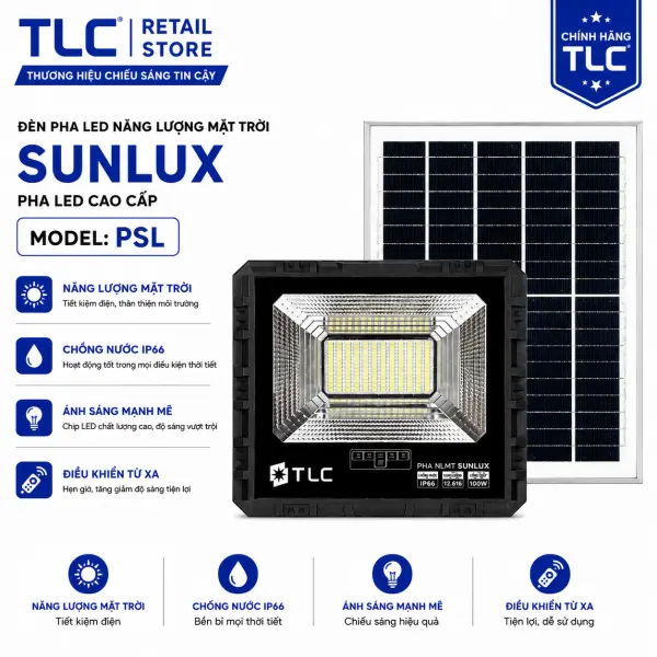 Đèn Pha Năng Lượng Mặt Trời TLC PSL 100W–300W