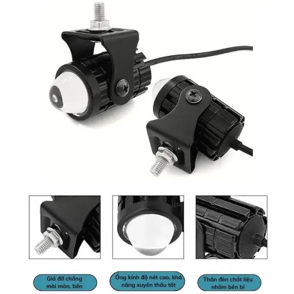 Đèn Bi Cầu Mini  2 Màu Pha Trắng Cos Vàng 20W  Chống Nước IP67 Phá Sương Cực Tốt