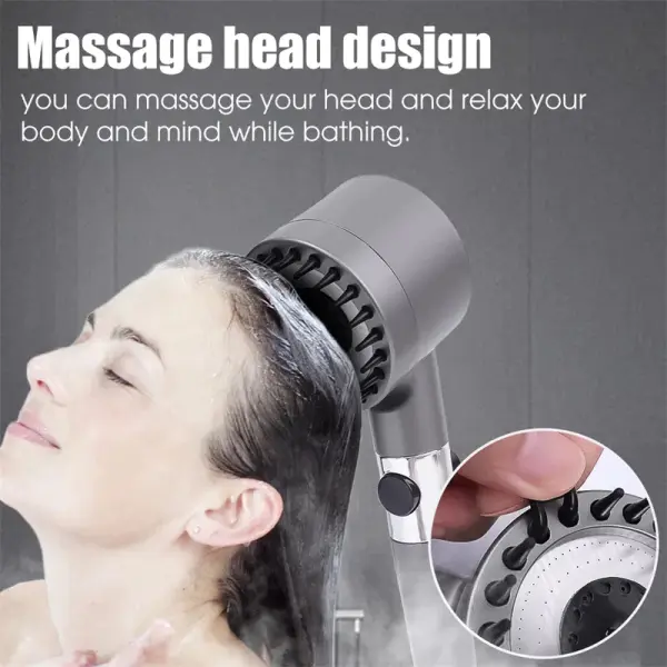 Vòi Sen Tăng Áp Lọc Nước Đa Năng  -  Mặt Gai Silicone Massage Da Đầu (Kèm Dây Cáp Đồng Bộ)