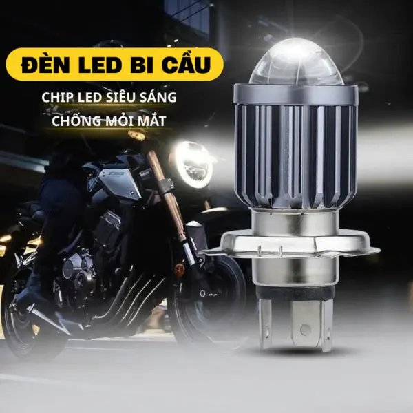Đèn Đèn LED Bi Cầu Mini H4 Siêu Sáng 10.000LM – Pha Trắng Cos Vàng Cho Ô Tô Xe Máy
