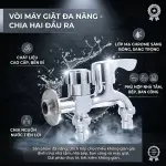 Vòi Hai Đầu Inox 304 Hai Đầu Xả Độc Lập Chống Gỉ Lắp Máy Giặt Sân Vườn V26-A01