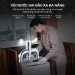 Vòi Hai Đầu Inox 304 Hai Đầu Xả Độc Lập Chống Gỉ Lắp Máy Giặt Sân Vườn V26-A01